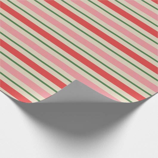 Oude kerstband roze rood cadeaupapier (Hoek)