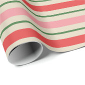Oude kerstband roze rood cadeaupapier (Rol Hoek)
