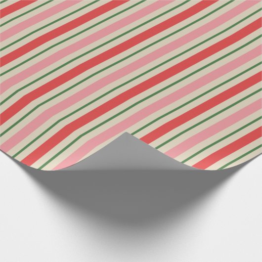 Oude kerstband roze rood cadeaupapier (Hoek)