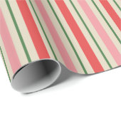 Oude kerstband roze rood cadeaupapier (Rol Hoek)