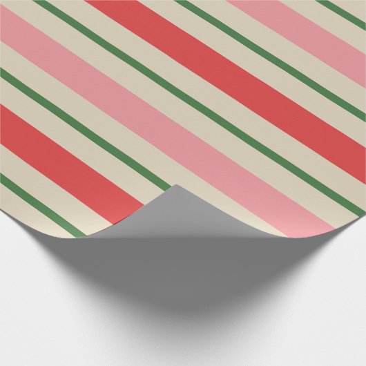 Oude kerstband roze rood cadeaupapier (Hoek)