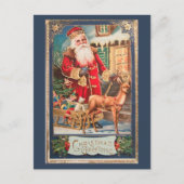  Oude kerstblauwe kerstman Feestdagenkaart (Voorkant)