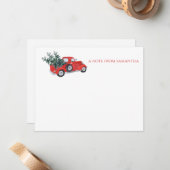 Oude Kerstbomen op Rode Vrachtwagens Notitiekaartje (Voorkant / Achterkant in situ)