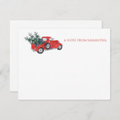 Oude Kerstbomen op Rode Vrachtwagens Notitiekaartje (Voorkant / Achterkant)