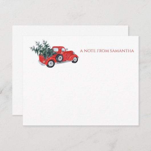 Oude Kerstbomen op Rode Vrachtwagens Notitiekaartje (Voorkant / Achterkant)