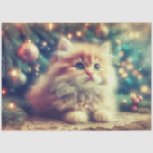 Oude kerstboom en knuffel kat decoupage tissuepapier (Voorkant)