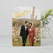 Oude Kerstboom Geeft Cheers Eén Foto Goud Folie Feestdagenkaart (Staand Voorkant)