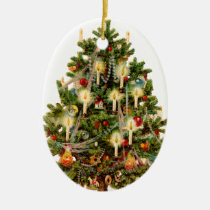 Oude kerstboom keramisch ornament
