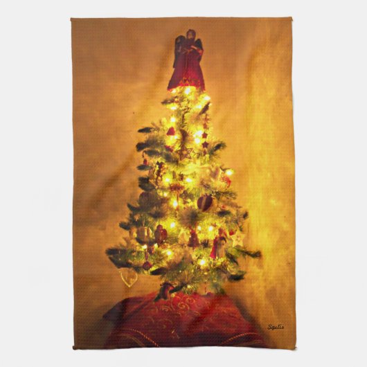 Oude Kerstboom Keukenhanddoek (Verticaal)