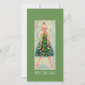 Oude Kerstboom Meisje Vakantiewenskaart Feestdagenkaart (Voorkant)
