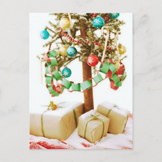 Oude kerstboomkaarten en -stickers feestdagenkaart (Voorkant)