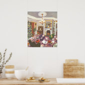 Oude kerstcadeaus verpakt in de woonkamer poster (Keuken)