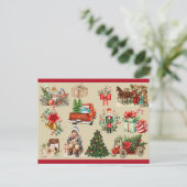 Oude kerstcollage goud  feestdagenkaart (Staand voorkant)