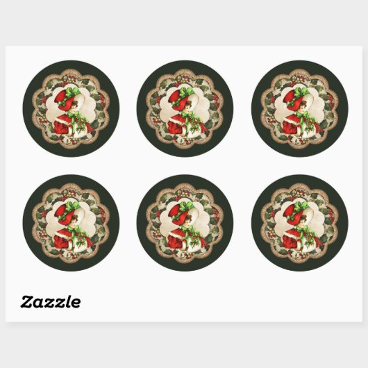 Oude kerstdame Holiday Ronde Sticker (Vel)