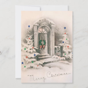 Oude kerstdeurmat feestdagenkaart