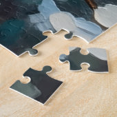 Oude kerstdoven op besneeuwde groene tak legpuzzel (Zijkant)