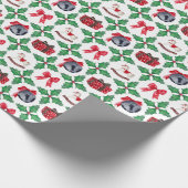 Oude Kersteiken Kerstdagen Patchwork Cadeaupapier (Hoek)
