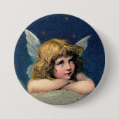Oude Kerstengel Ronde Button 7,6 Cm (Voorkant)