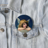 Oude Kerstengel Ronde Button 7,6 Cm (In situ)