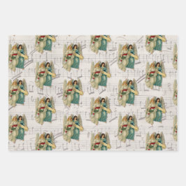 Oude kerstengelen, bellen, Sinterklaas, kinderen Inpakpapier Vel