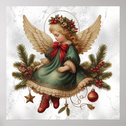 Oude Kerstengelposter Poster (Voorkant)