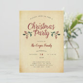 Oude Kerstfeest Uitnodiging met Hulst (Staand voorkant)