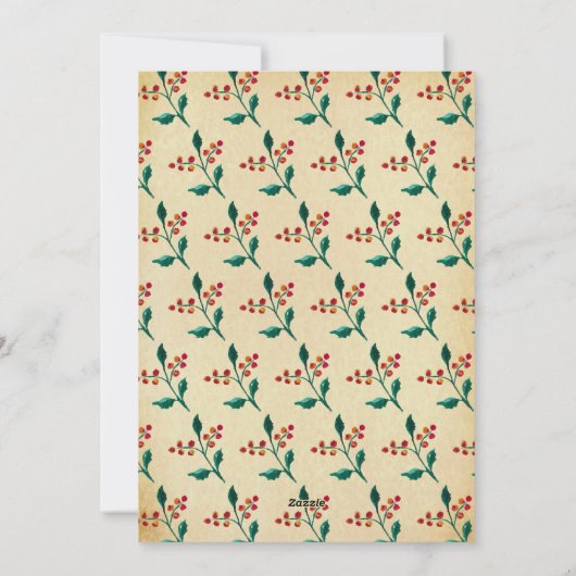 Oude Kerstfeest Uitnodiging van Holly (Achterkant)