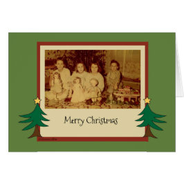 Oude kerstfeestdag Kaart met kinderen