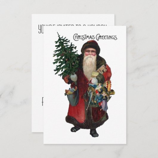 Oude kerstfeestdag kerstmis met kerstmis kaart (Voorkant / Achterkant)