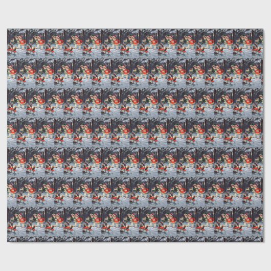 Oude kerstfeestdag kinder feestdag cadeaupapier (Vlak)