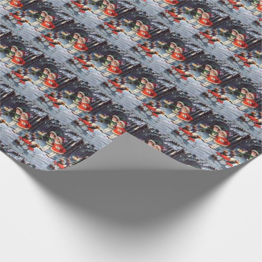 Oude kerstfeestdag kinder feestdag cadeaupapier (Hoek)