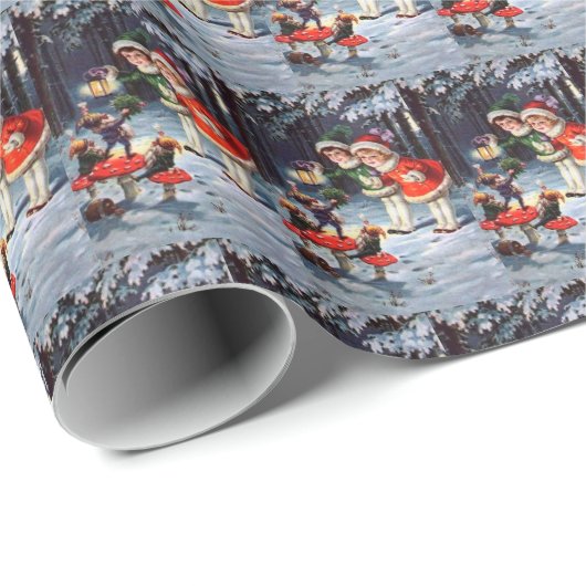 Oude kerstfeestdag kinder feestdag cadeaupapier (Rol Hoek)