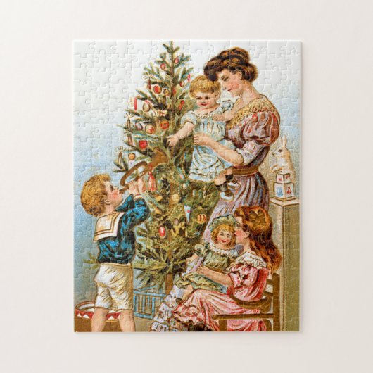 Oude kerstfeestdag legpuzzel (Verticaal)