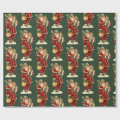 Oude kerstfeestdag met kerstfeestdag in Santa Vint Cadeaupapier (Vlak)