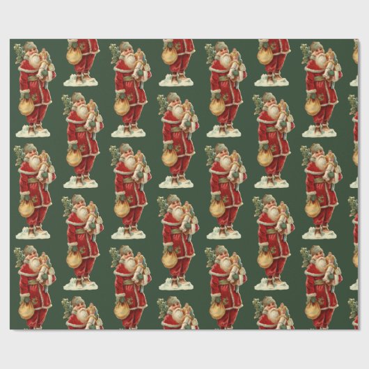 Oude kerstfeestdag met kerstfeestdag in Santa Vint Cadeaupapier (Vlak)