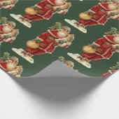 Oude kerstfeestdag met kerstfeestdag in Santa Vint Cadeaupapier (Hoek)