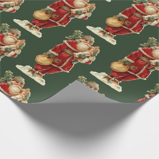 Oude kerstfeestdag met kerstfeestdag in Santa Vint Cadeaupapier (Hoek)