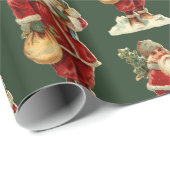 Oude kerstfeestdag met kerstfeestdag in Santa Vint Cadeaupapier (Rol Hoek)
