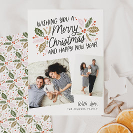 Oude kerstfoto met scheve snapshot 2 feestdagenkaart