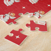 Oude kerstgroeten, engelen met sterren legpuzzel (Zijkant)