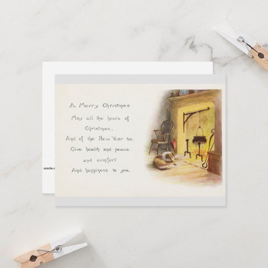 Oude kerstgroeten kaart (Voorkant / Achterkant in situ)