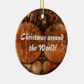 Oude kerstgroeten met Wereldkaart Keramisch Ornament (Rechts)