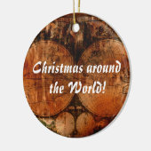 Oude kerstgroeten met Wereldkaart Keramisch Ornament (Links)