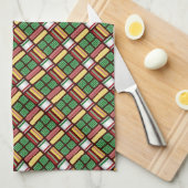 Oude kersthanddoeken met Snoep Theedoek (Quarter Fold)