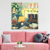 Oude kersthuisdieren in de woonkamer canvas afdruk (Insitu (Woonkamer))