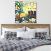 Oude kersthuisdieren in de woonkamer canvas afdruk (Insitu (Slaapkamer))