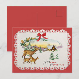 Oude Kersthut & Herten Feestdagenkaart