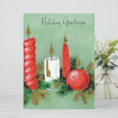 Oude kerstkaarsen  feestdagenkaart (Staand voorkant)