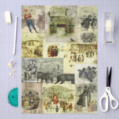 Oude kerstkaart afbeeldingen collage tissuepapier (Craft)