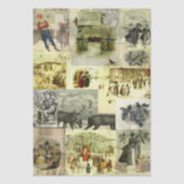 Oude kerstkaart afbeeldingen collage tissuepapier (Voorkant)